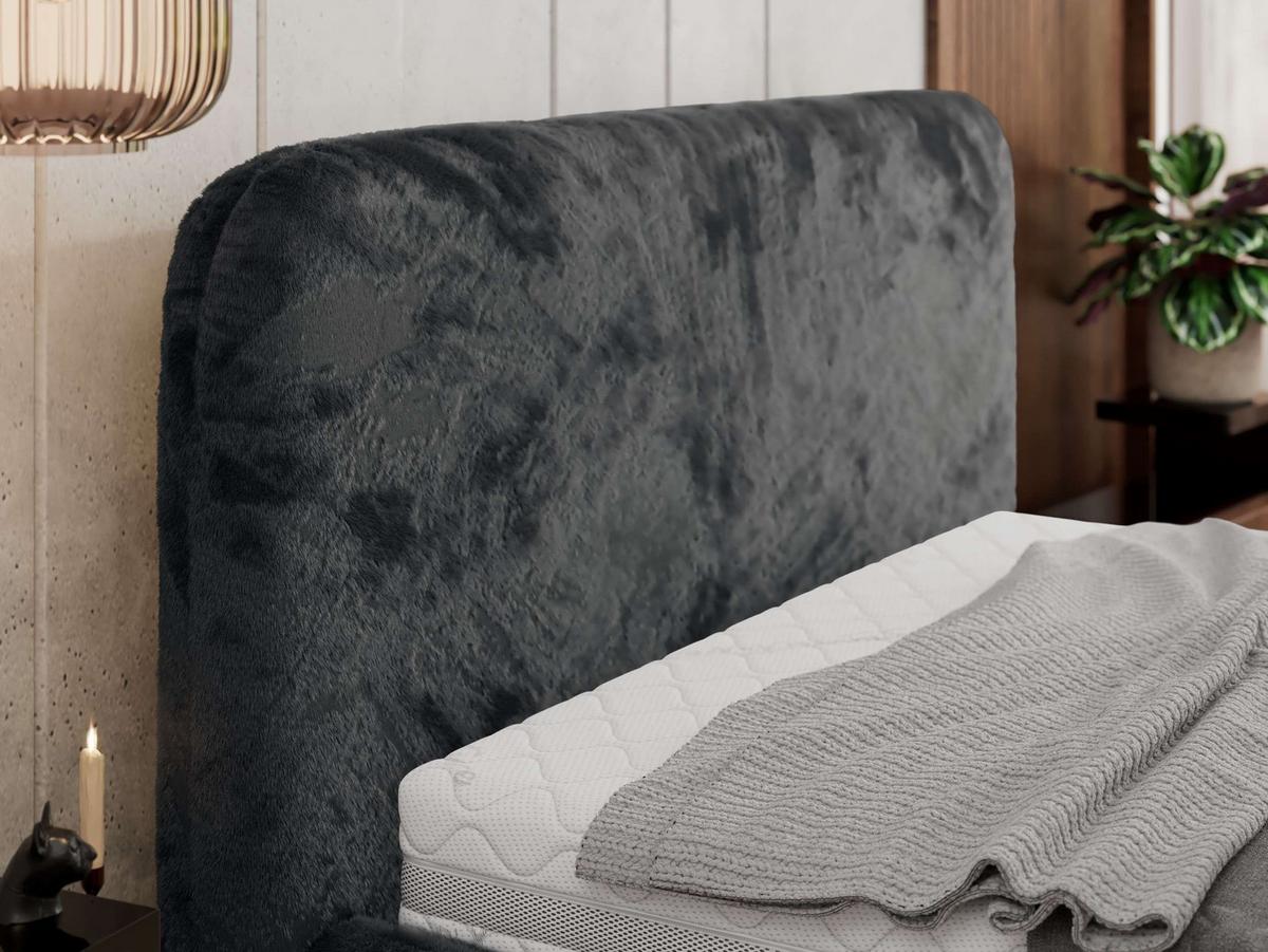 POLSTERBETT BENEA CLASSIC 140/200 - Dunkelgrau Plüsch - ohne Matratze - Dunkelgrau, Textil (140/200cm) - MKS