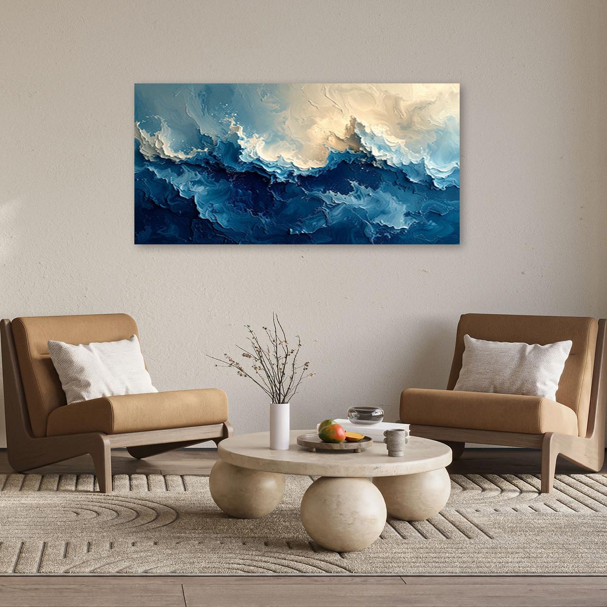 LEINWANDBILD Abstraktion 100x50cm - Blau, Textil (100/50cm) - Feeby