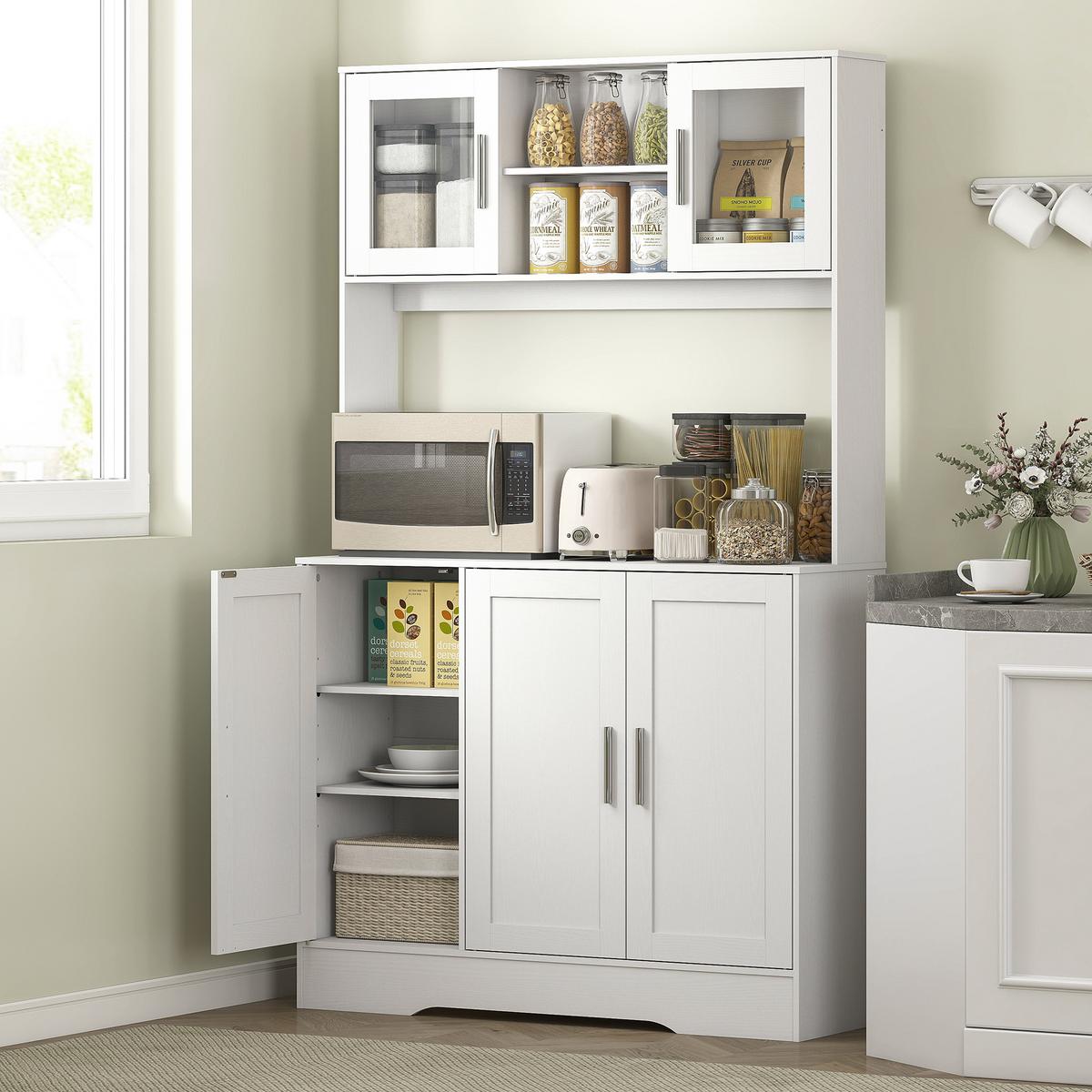 KÜCHENSCHRANK Spanplatte MDF Weiß - Weiß, Holz (35/180/108cm) - HOMCOM