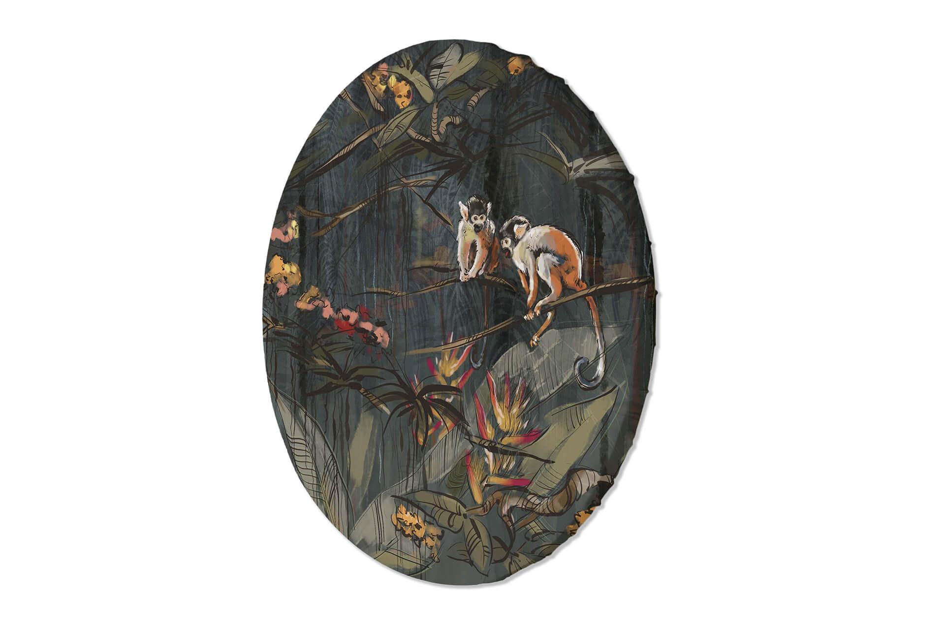 RUNDES BILD Grau 40/40 cm - Grau, Textil (40/40cm) - KUNSTLOFT