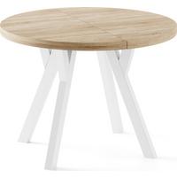 ESSTISCH Twixy XXL groß rund oval ausziehbar, Eiche Hell Braun 100-300/100/76 cm - Weiß/Sonoma Eiche, Holz/Holzwerkstoff (100/300/76cm) - WFL GROUP