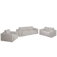 SOFASET Vajana 3-2-1 - Creme, Holzwerkstoff/Textil (240/86/102cm) - Fun Möbel
