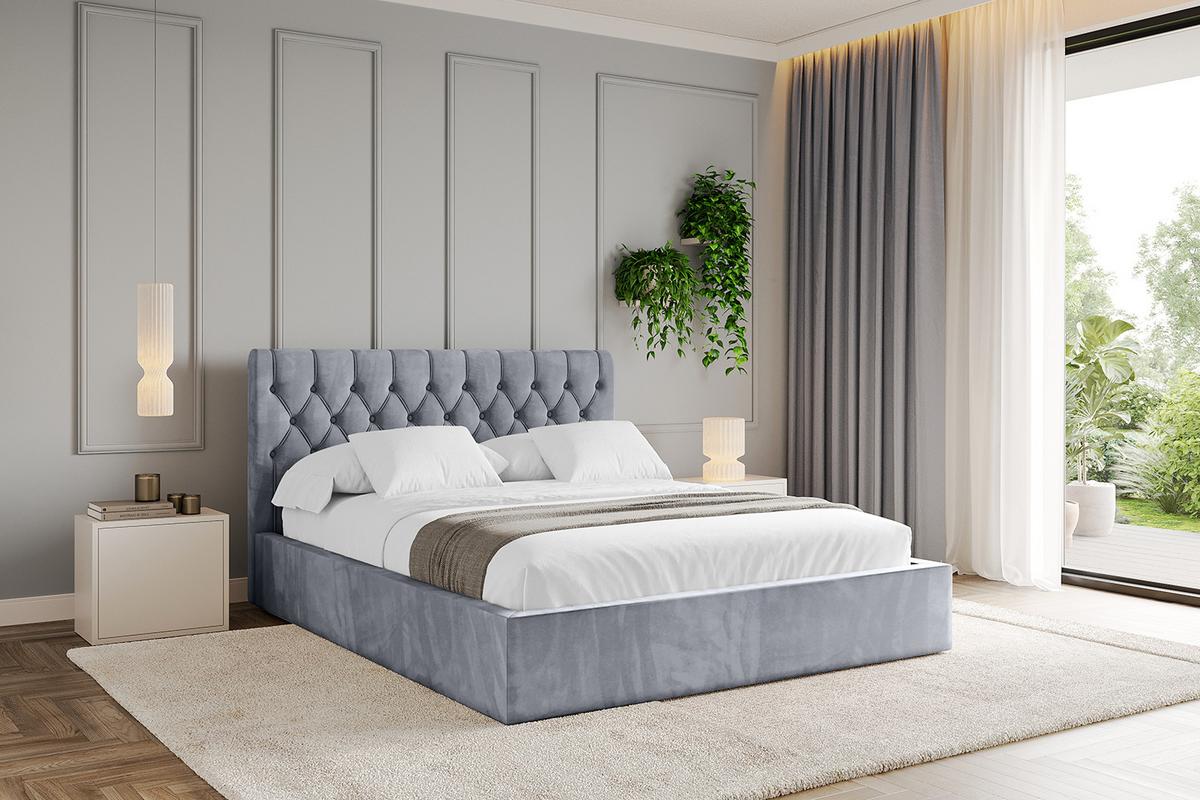 POLSTERBETT mit Bettkasten und Lattenrost, Boxbett ohne Matratze - RENO 180x200 Grau - Grau, Holzwerkstoff/Textil (180/200cm) - ALTDECOR