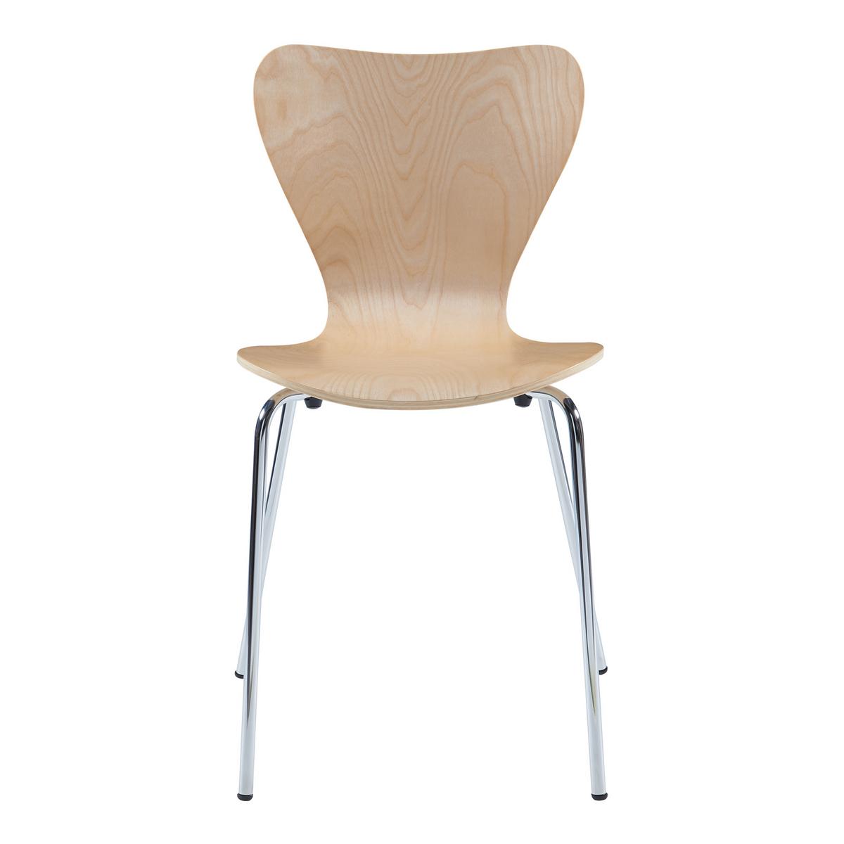 ESSZIMMERSTUHL-SET 4 TLG. Essunga - Chromfarben/Birkefarben, Holz/Metall (48/80/45.5cm) - [en.casa]
