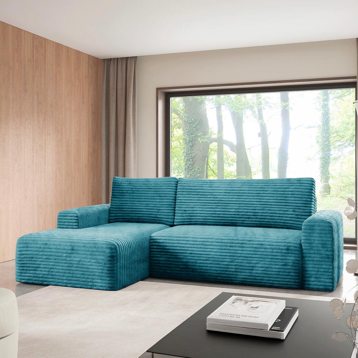 ECKSOFA Romeo 3 Sitzplätze Blau - Blau, Holz (268/163cm) - Petits-meubles