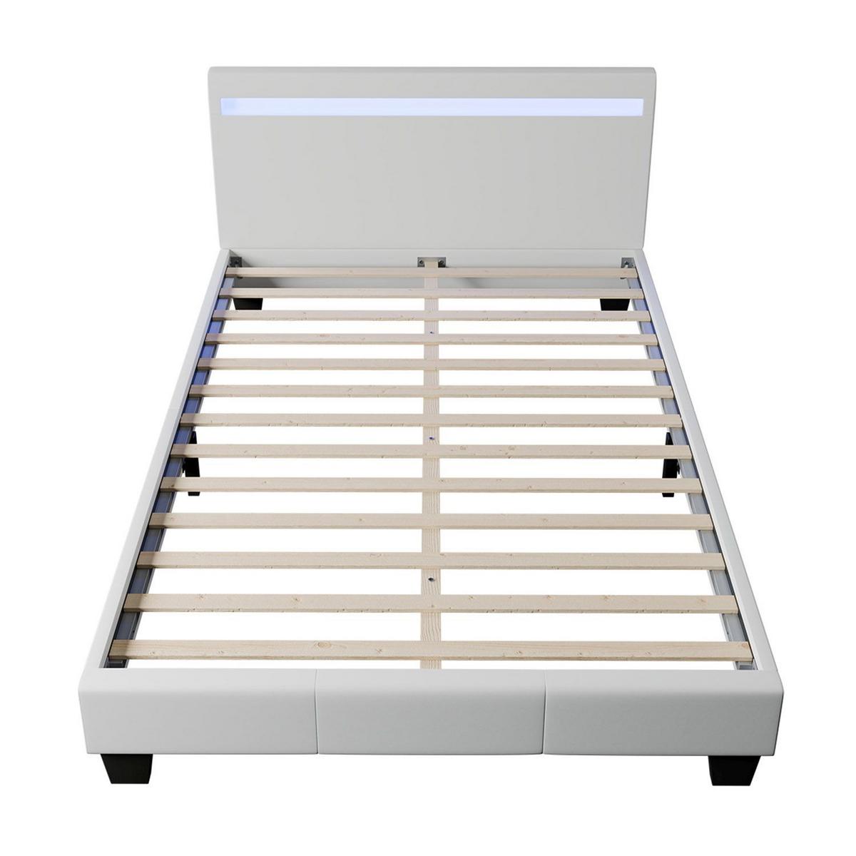 POLSTERBETT Paris mit LED weiß 120x200cm - Weiß, Holzwerkstoff (120/200cm) - Juskys