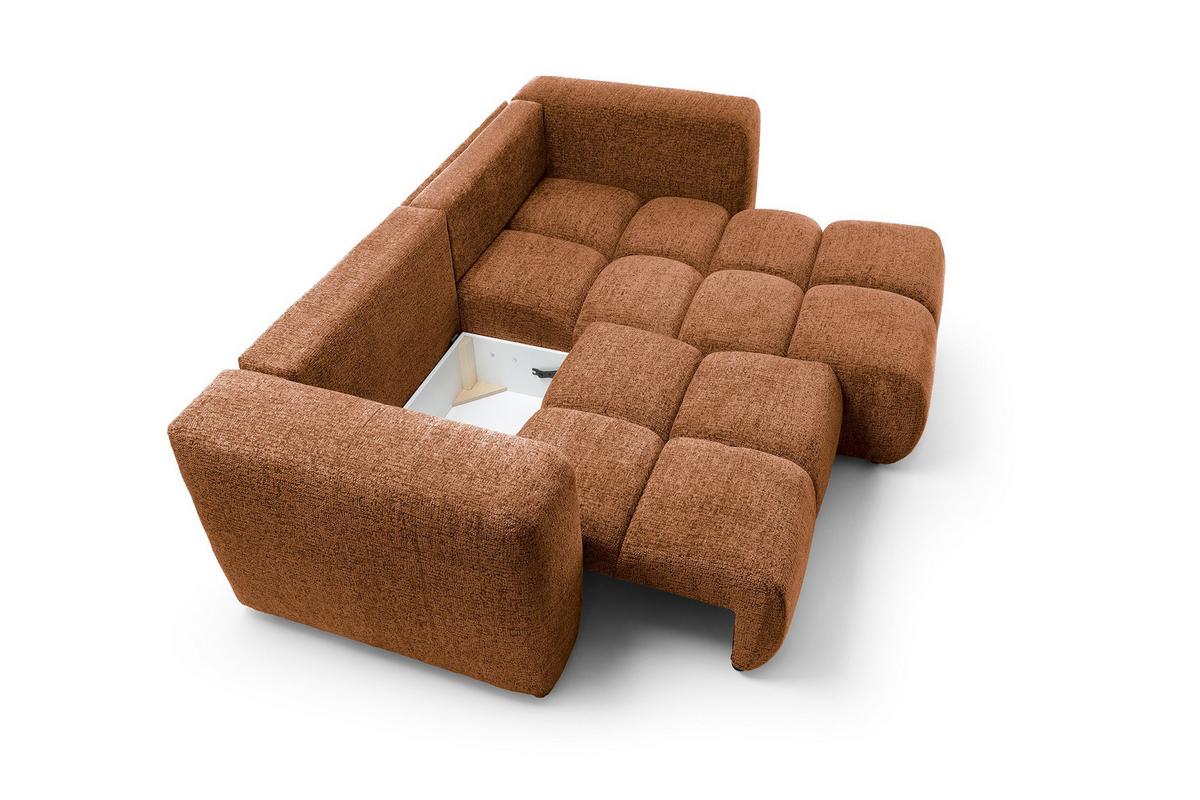 ECKSOFA ARTE 01 Orange Chenille mit Schlaffunktion - Orange, Holz (245/177cm) - MASSENO