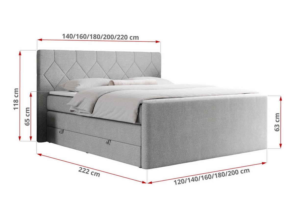 BOXSPRINGBETT KING EIGAR 160/200 Hellgrau Struktur - H4 - Hellgrau, Holz/Textil (160/200cm) - MKS