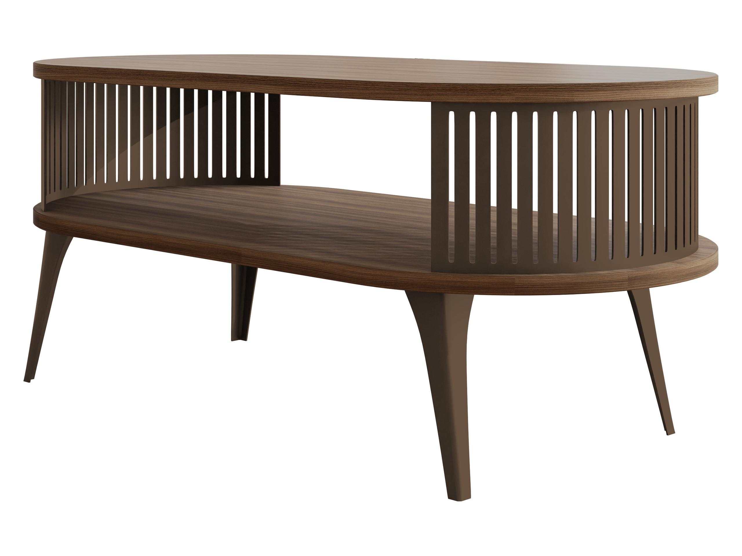 COUCHTISCH Roenni Oval Braun - Nussbaumfarben/Braun, Holzwerkstoff/Metall (100/50/44cm) - MIRJAN24