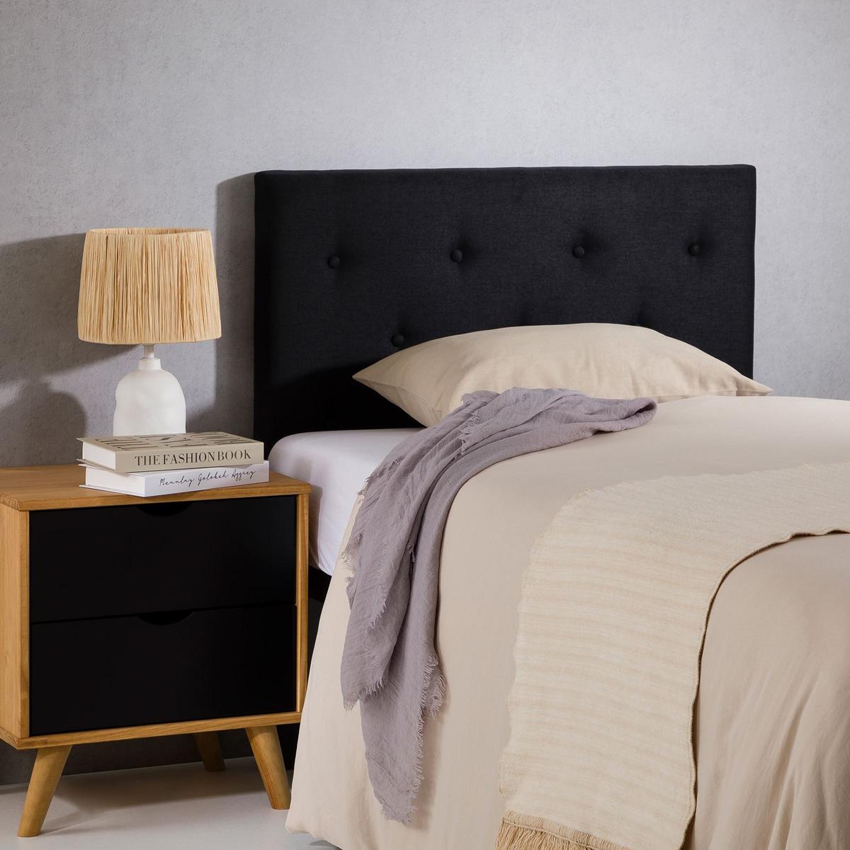 KOPFTEIL MAVELI 90x190 cm schwarz - Schwarz, Textil (90/97/7cm) - IDIMEX
