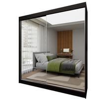 SCHWEBETÜRENSCHRANK BELLINA 200/216/61 cm 2-türig mit Spiegel Schwarz - Schwarz, Holzwerkstoff (200/216/61cm) - MASSENO