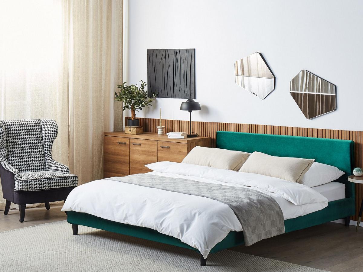 BETTRAHMENBEZUG Samtstoff 180/200 cm Smaragdgrün Fitou - Smaragdgrün, Textil (190/214cm) - Beliani