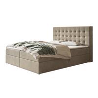 BOXBETT RIO mit 2 Bettkästen, 180x200, Farbe: Sand, Velourstoff, Doppelbett mit Bonell-Matratze - Sahara, Holz/Kunststoff (180/200cm) - Alpi-Möbel