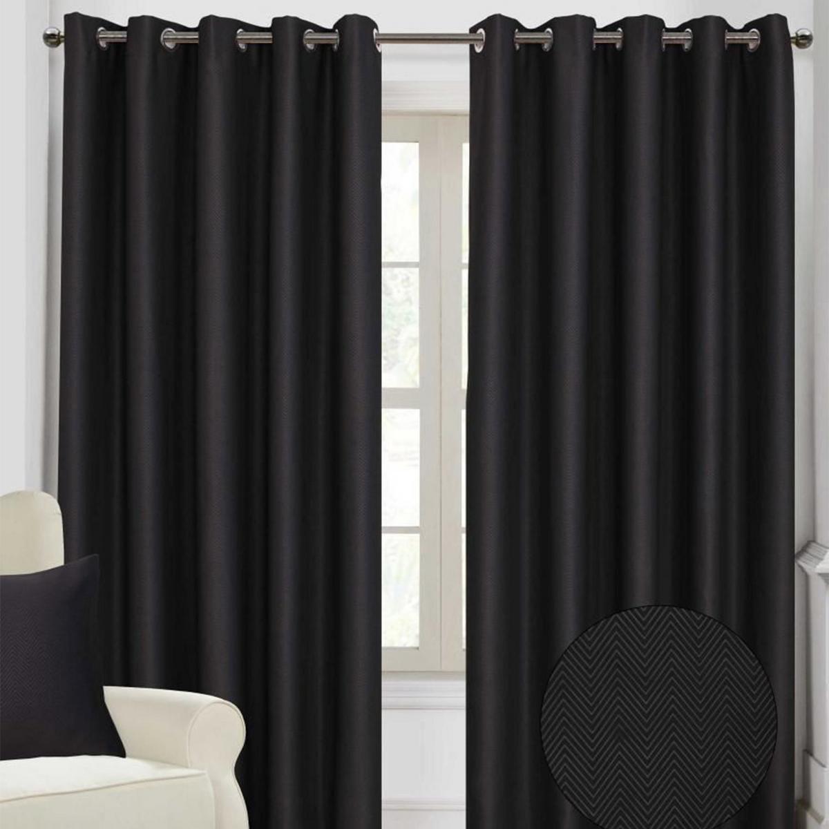VERDUNKELUNGSVORHÄNGE Fischgrät mit Thermo-Funktion, Ösen 167/228 cm - Schwarz, Textil (167/228cm) - Homescapes