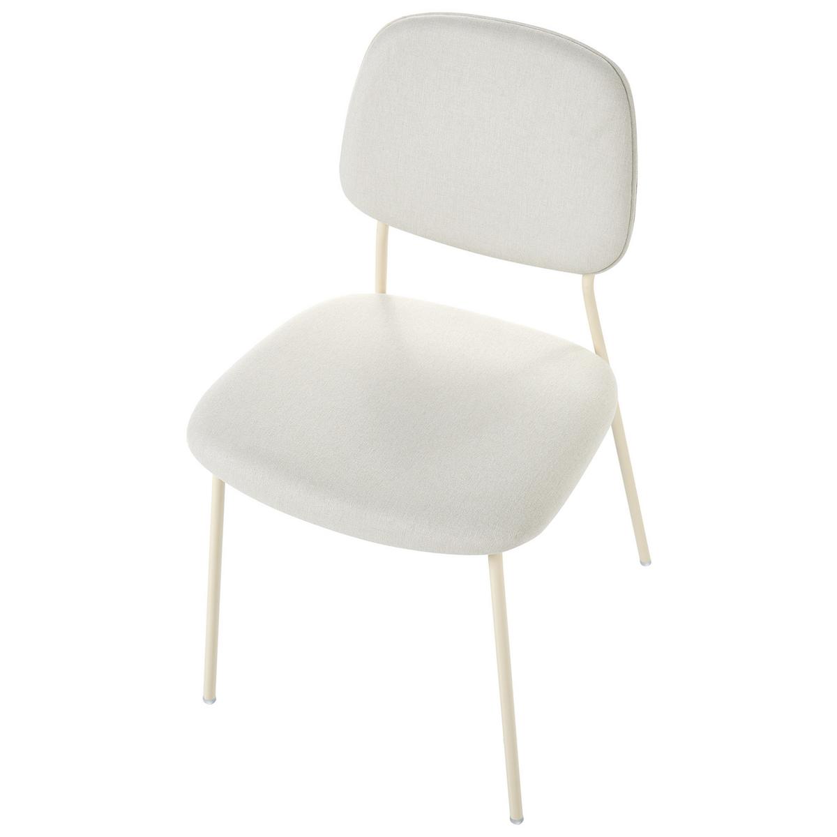 ESSZIMMERSTUHL 4er Set Stoff Cremeweiß Riley - Beige/Weiß, Textil/Metall (48/83/52cm) - Beliani