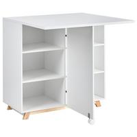 SEKRETÄR 80/40/80 cm klappbar Weiß Flomot - Hellbraun/Weiß, Holzwerkstoff (40/80/74cm) - Beliani