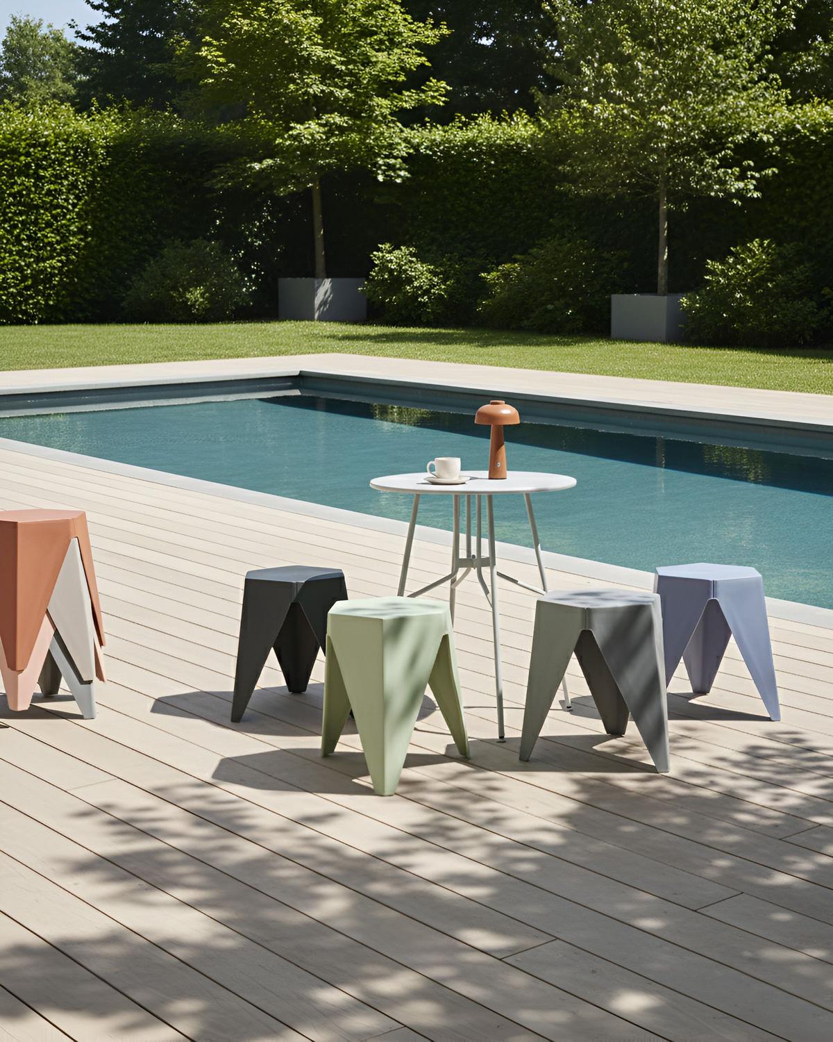 GARTENHOCKE 4er-Set Hellgrün Karavos - Blau/Multicolor, Kunststoff (36/45/32cm) - Beliani