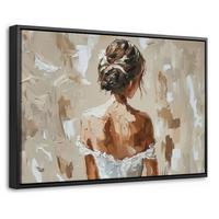 LEINWAND Bilder mit Rahmen - Frau - Farbe - Abstrakt - Beige - Modern - 30x20 - Sandfarben, Textil (30/20cm) - MuchoWow