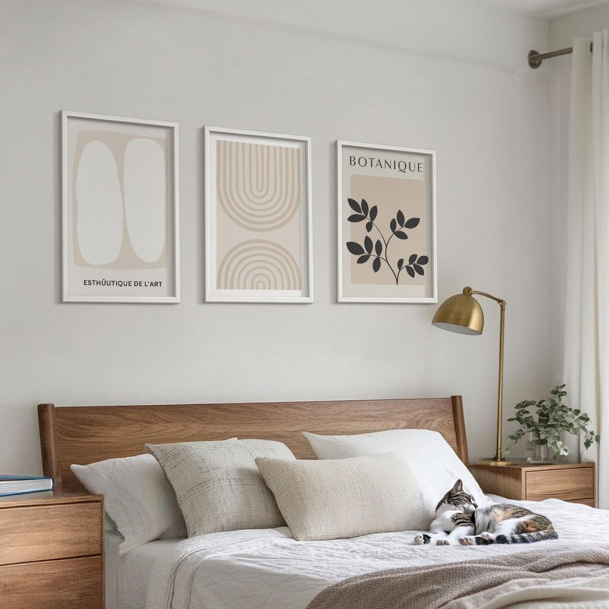 BILDER SET 3er Set - 40x60 cm Weißer Rahmen - Boho-Pflanzenposter - Weiß, Kunststoff (40/60cm) - TULUP