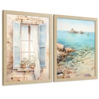 POSTER 3er Bilder-Set Wandbilder Meer Relax modern ohne Rahmen – Wohnzimmer Deko, Schlafzimmer, Küche, Badezimmer Rahmenlos A3 - Klar, Papier (29.7/1/42cm) - Nacnic