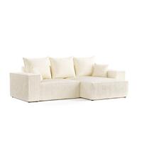 ECKSOFA SENSO mit Schlaffunktion Creme im Tilia Stoff - Creme/Schwarz, Holz/Holzwerkstoff (255/148cm) - AltaBeds