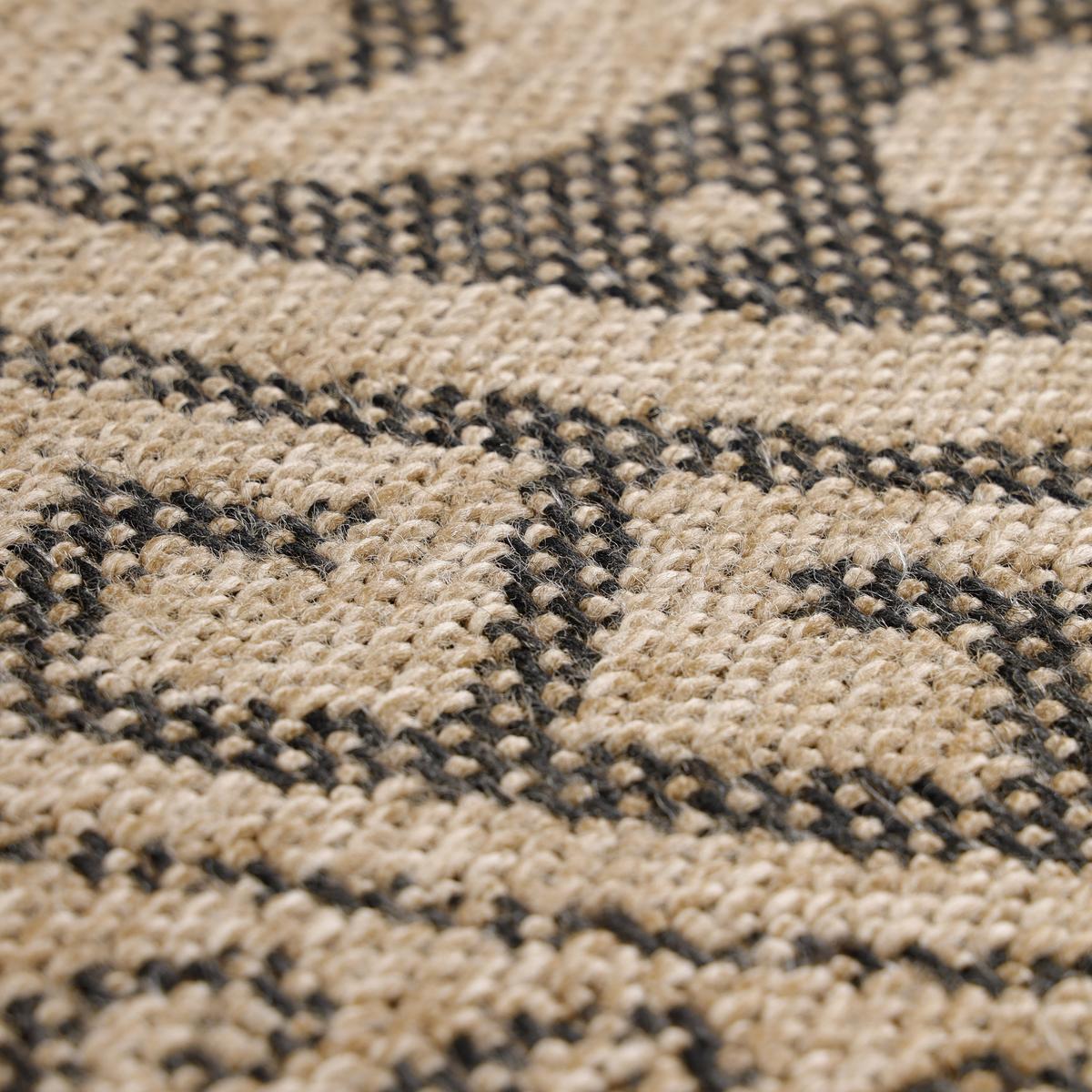 TEPPICH Outdoor KAUNS in Schwarz, im Vintage-Stil, aus Polypropylen, Ø 160 cm - Beige, Textil (160/160cm) - KADIMA DESIGN