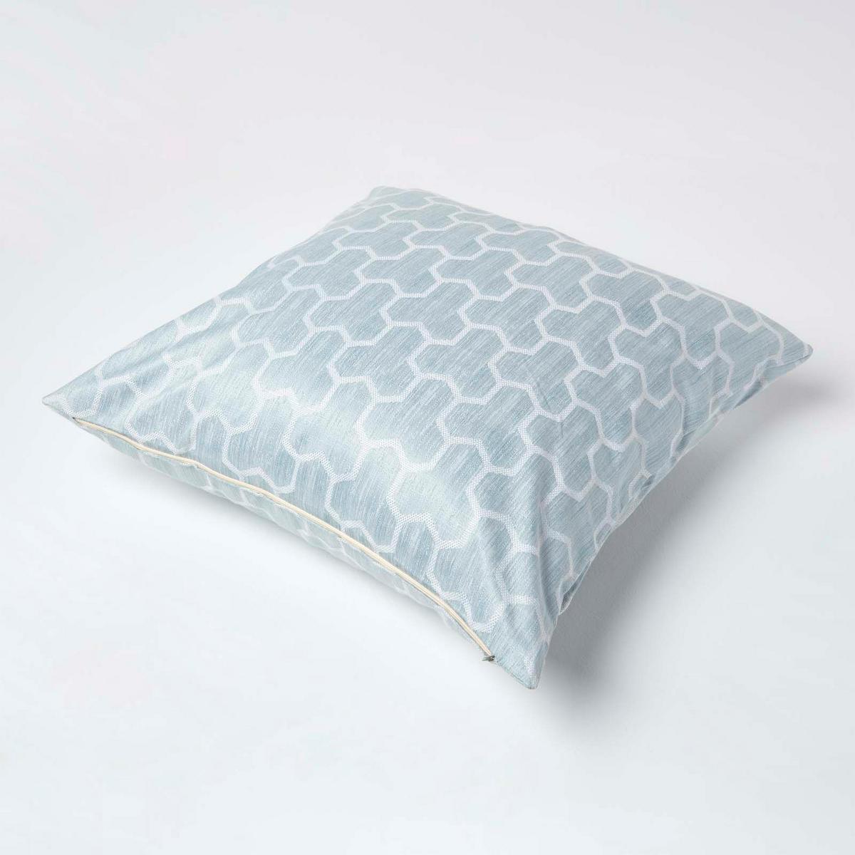 KISSENHÜLLE Jacquard geometrisch 60/60 cm - Blau, Textil (60/60cm) - Homescapes