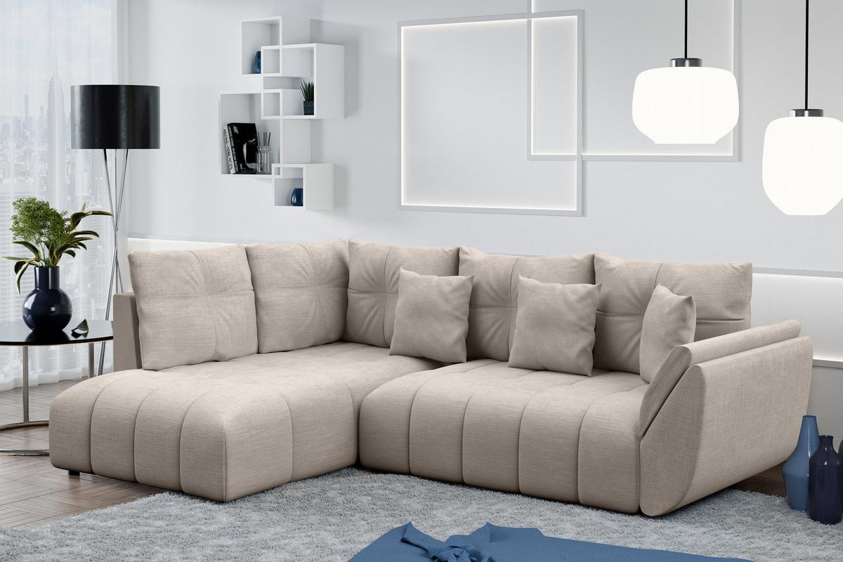 ECKSOFA L Form Corleone Hellbraun 268/192/96 cm mit Schlaffunktion - Schwarz/Bronzefarben, Kunststoff/Textil (268/192cm) - AX Living