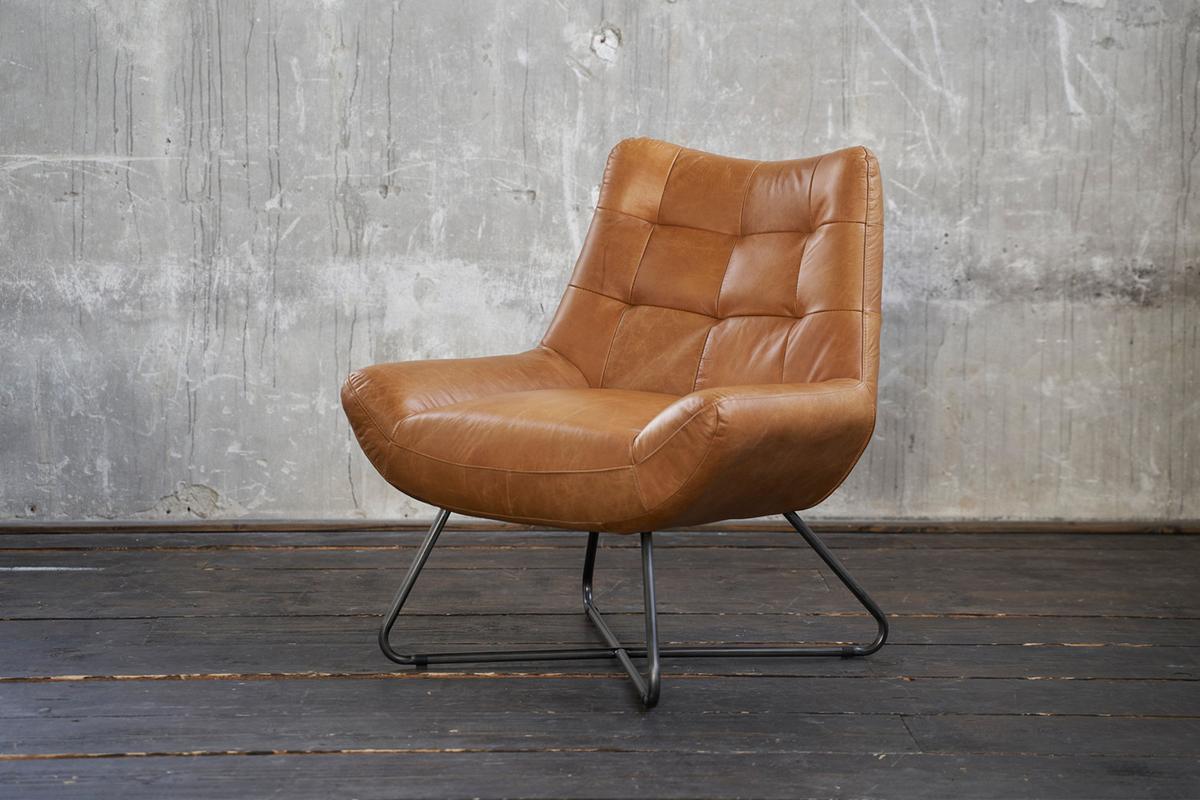 SESSEL SNOOZE Braun Leder - Silberfarben/Braun, Leder (82/93/76cm) - KAWOLA