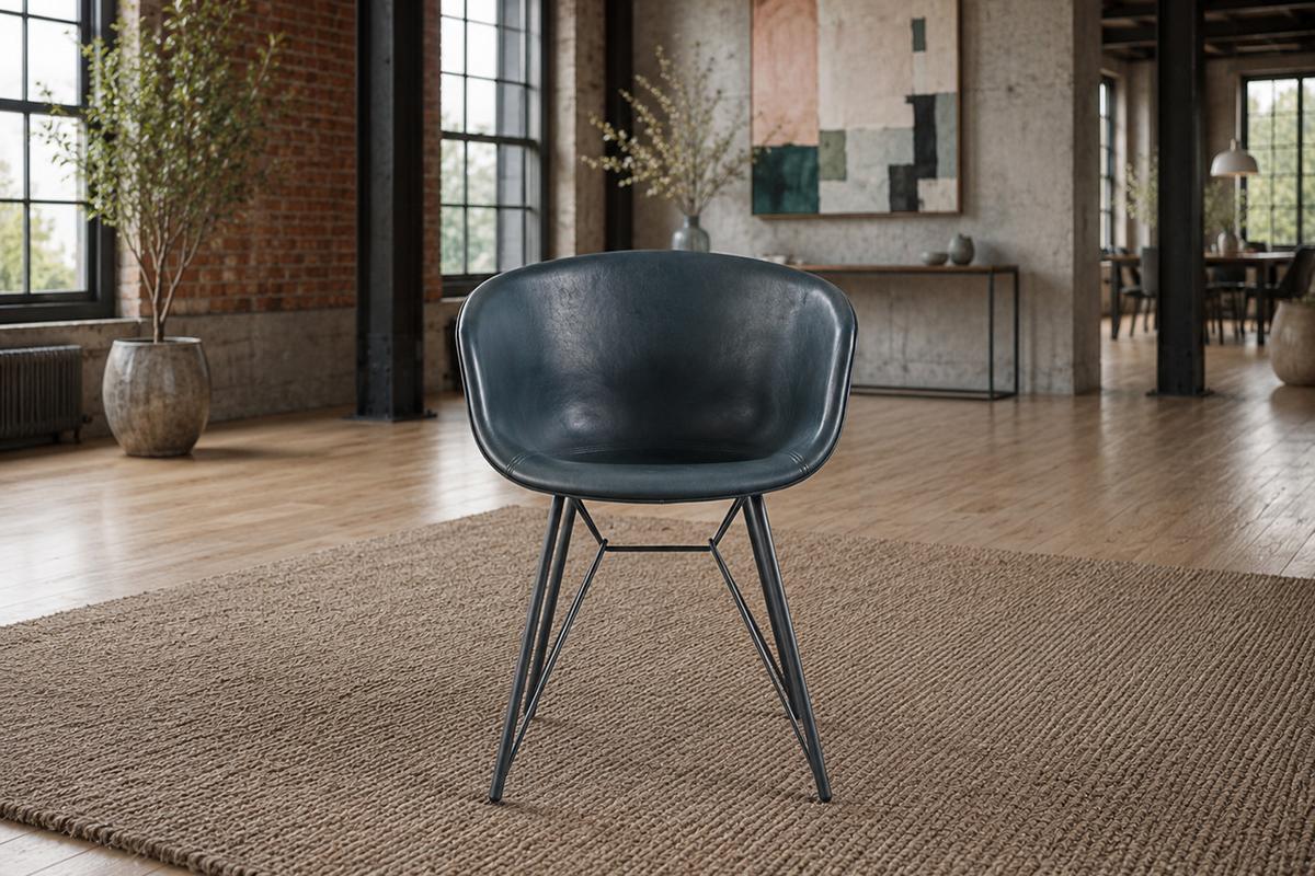 STUHL DANI Blau Kunstleder - Blau, Leder (60/79/52cm) - KAWOLA