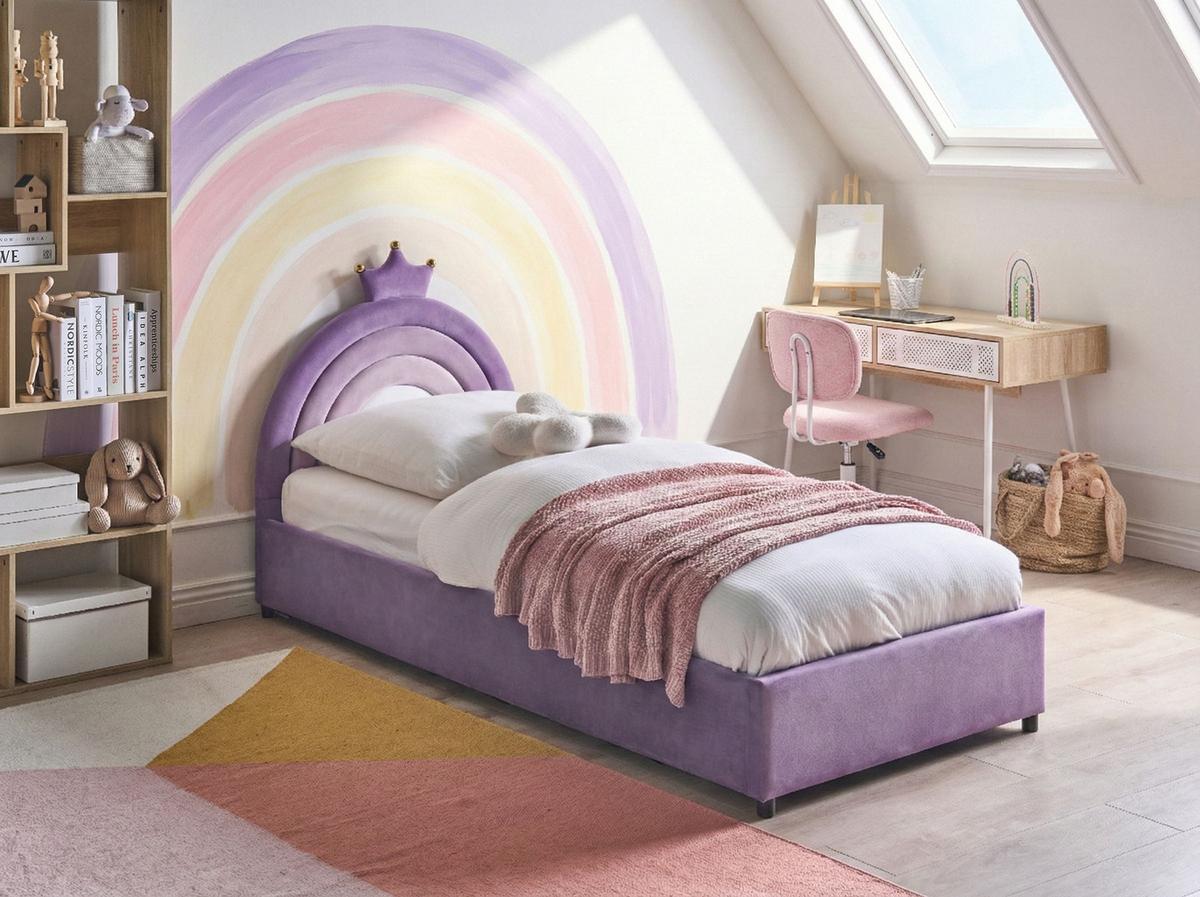 KINDERBETT mit Stauraum 90/200 Samtstoff Violett Grisetot - Violett, Textil (90/200cm) - Beliani