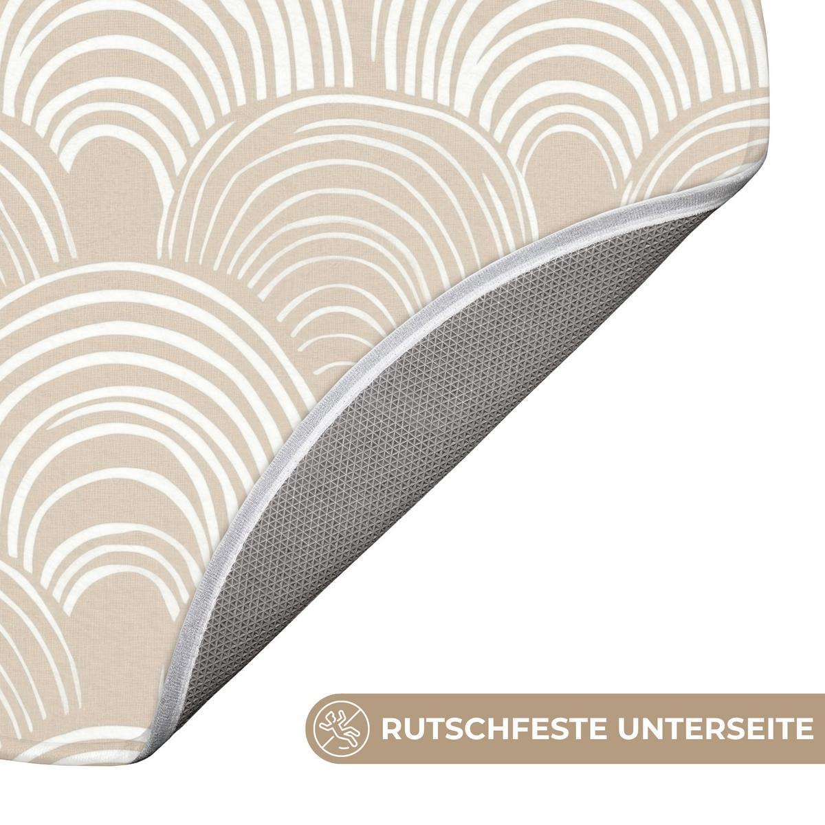 BADEMATTE Wellen - Textur - Beige Badvorleger 70x70 cm - Kaschmir, Textil (70/70cm) - OnlyWow