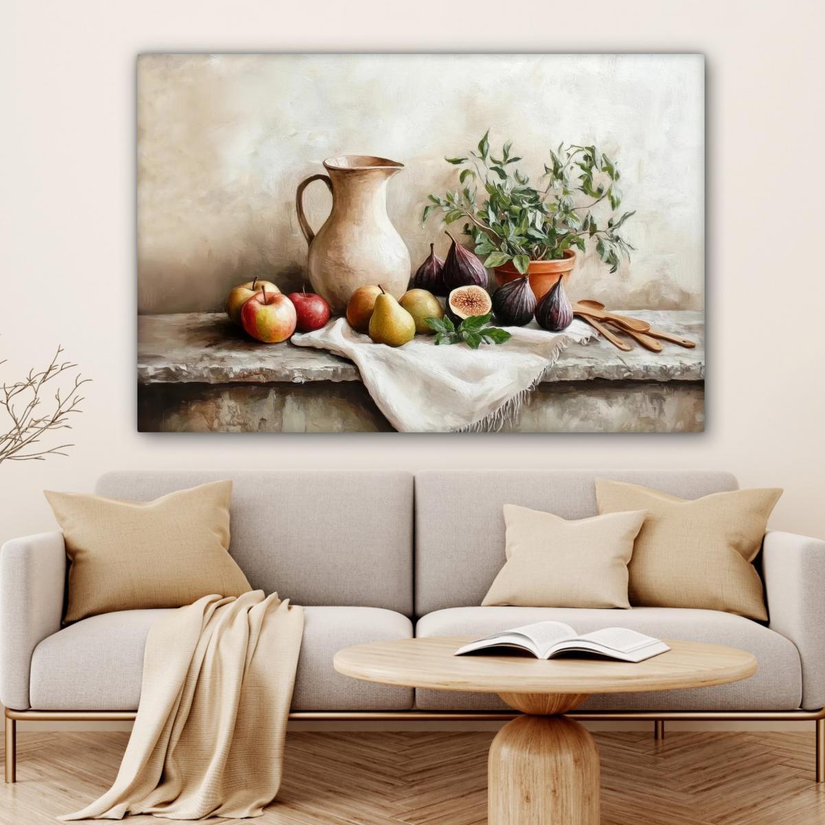 LEINWANDBILD Obst - Kräuter - Ländlich Groß 140x90 cm - Naturfarben, Textil (140/90cm) - MuchoWow