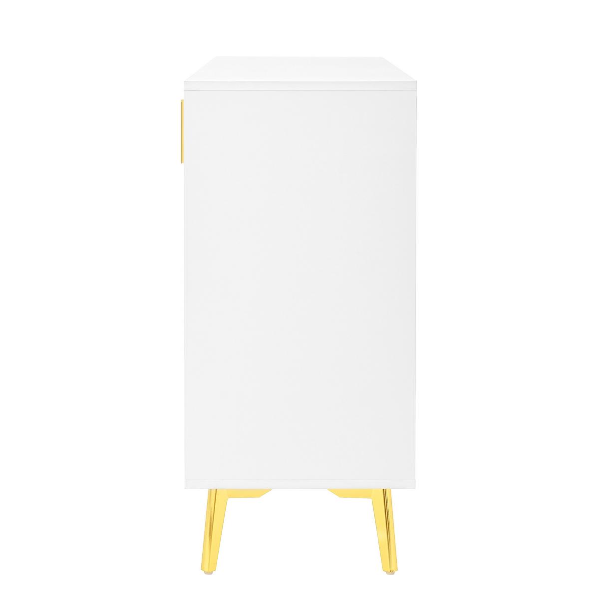 SIDEBOARD Weiß 140cm mit 4 Türen 4 Schubladen Bogen-Dekor & Goldfüßen - Weiß, Holzwerkstoff (140/82/38cm) - Urban Meuble