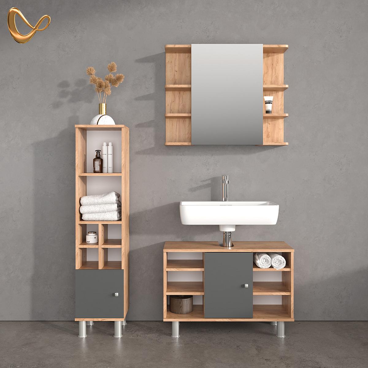 WASCHBECKENUNTERSCHRANK Fucino Anthrazit 80 x 54 cm - Anthrazit, Holzwerkstoff (80/54/32cm) - Livinity®