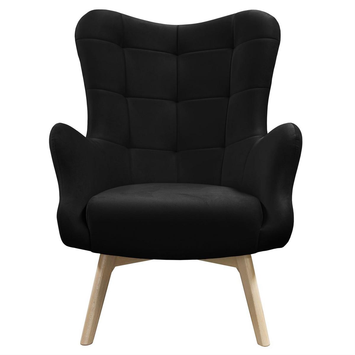 SESSEL SAND mit Buchenbeinen - Buchefarben/Schwarz, Textil (80/105/86cm) - Lookway