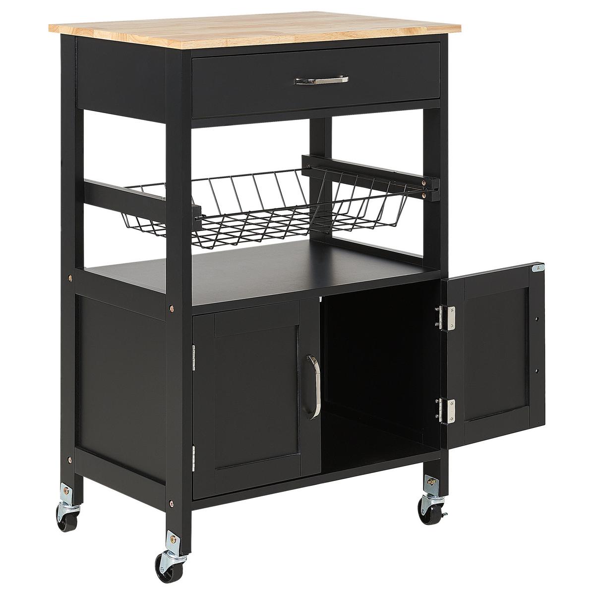 SERVIERWAGEN Schwarz Lugo - Schwarz/Braun, Holzwerkstoff (58/90/40cm) - Beliani