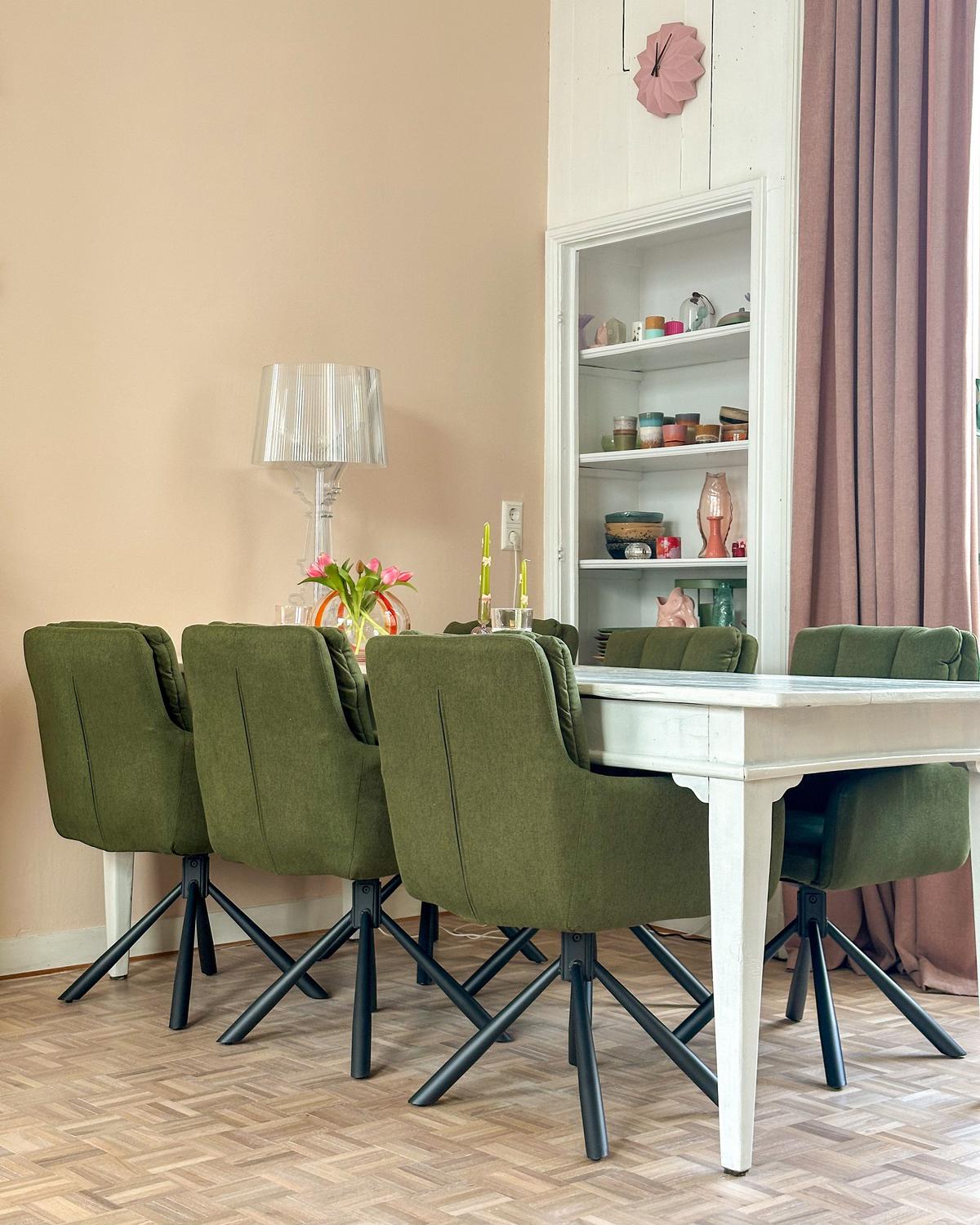 ESSZIMMERSTUHL 2er-Set Dunkelgrün Sardoal - Dunkelgrün/Schwarz, Textil (56/86/65cm) - Beliani