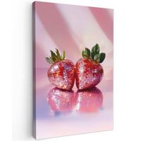 LEINWANDBILD Disco - Obst - Glitzer - Erdbeere Deko Groß 90x140 cm - Pink, Textil (90/140cm) - MuchoWow