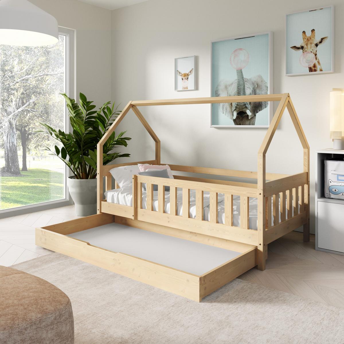 KINDERBETT BELLA mit Bettkasten 80x190 cm Kieferfarben - Kieferfarben, Holz (80/190cm) - MASSENO