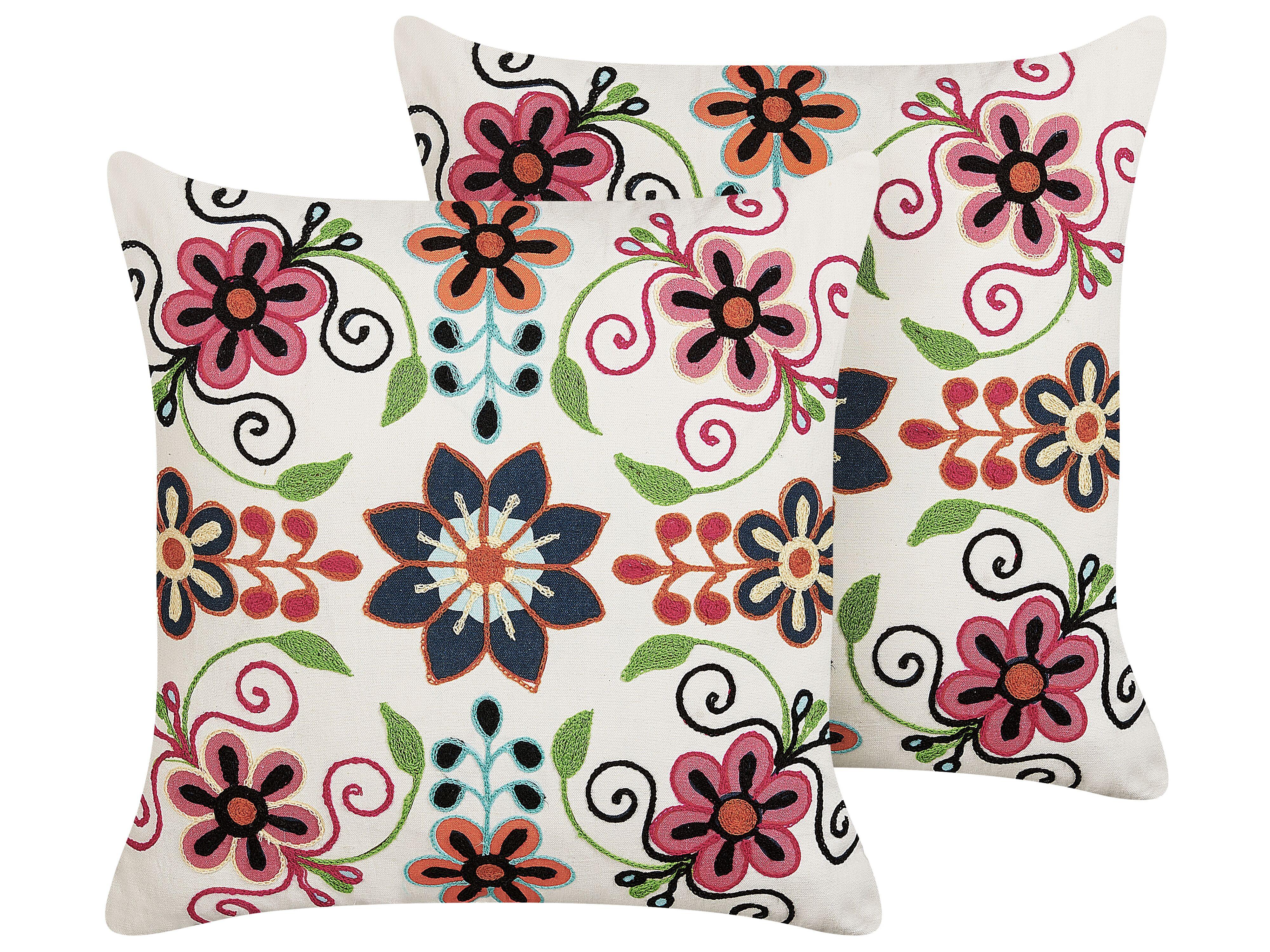 DEKOKISSEN 2er-Set Bunt 50/50 cm Bahraich - Multicolor, Naturmaterialien/Textil (50/50cm) - Beliani