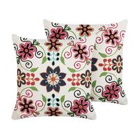 DEKOKISSEN 2er-Set Bunt 50/50 cm Bahraich - Multicolor, Naturmaterialien/Textil (50/50cm) - Beliani
