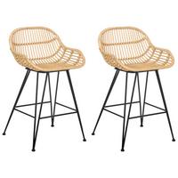 BARSTUHL 2er-Set Rattan Naturfarben Terrell - Naturfarben, Naturmaterialien (54/94/57cm) - Beliani