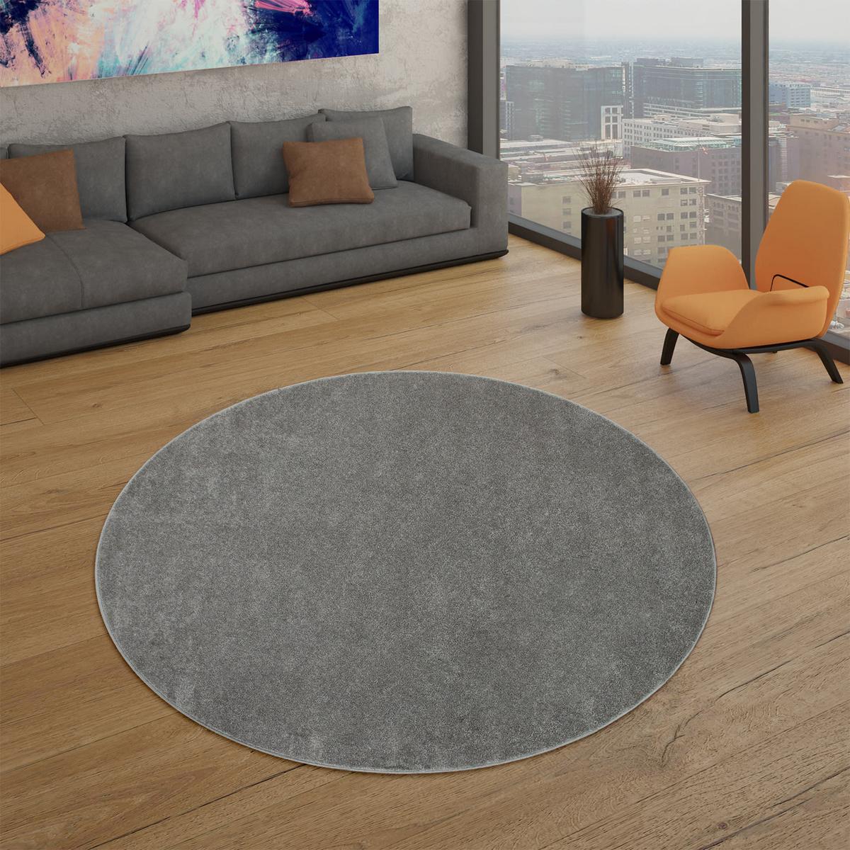 FLACHWEBETEPPICH Anthrazit Ø 200 cm - Anthrazit, Kunststoff (200/200cm) - TT Home