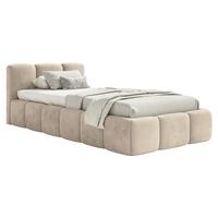 POLSTERBETT Cloudy Low Hellbeige Samt, 90x200 cm - Ecru/Schwarz, Kunststoff/Textil (90/200cm) - Selsey