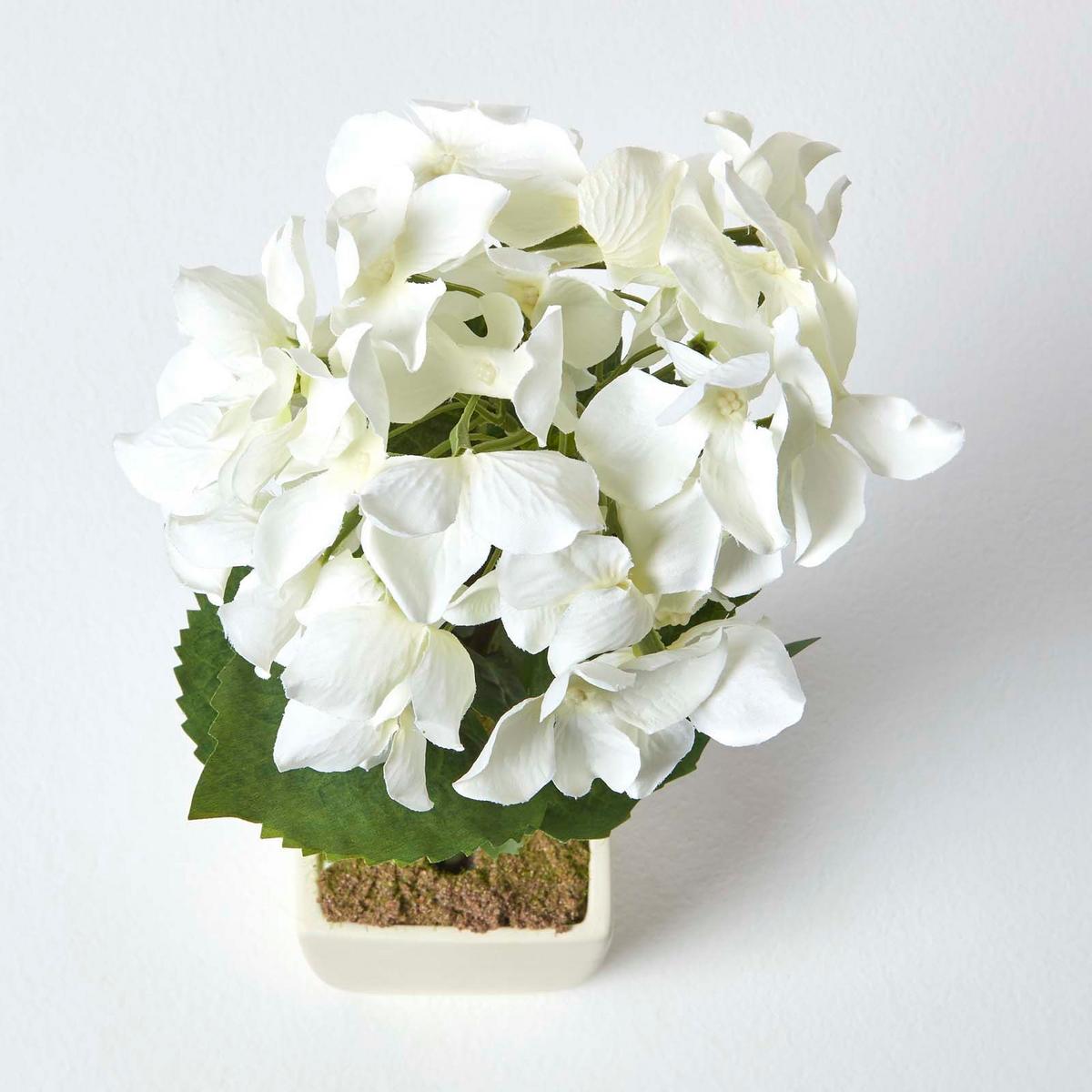 KUNSTBLUME Hortensien creme im Deko-Topf, 38 cm - Creme, Kunststoff (38cm) - Homescapes