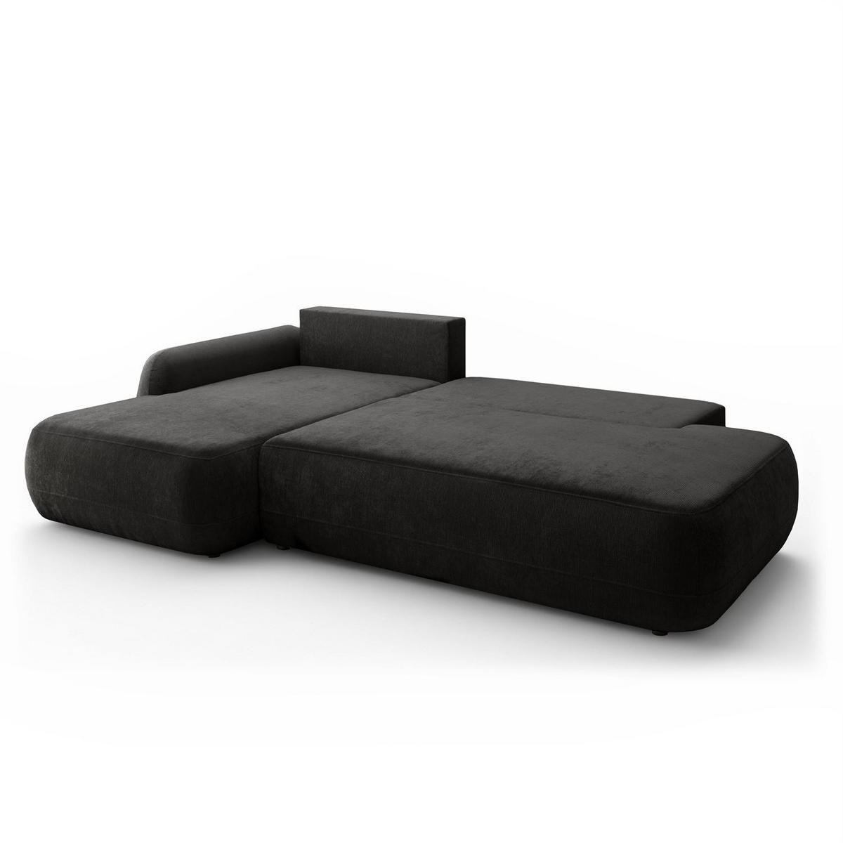 ECKSOFA GOYA mit Schlaffunktion und Bettkasten, Linke,Perfect Harmony 99 - Anthrazit, Textil (184/302cm) - Lookway