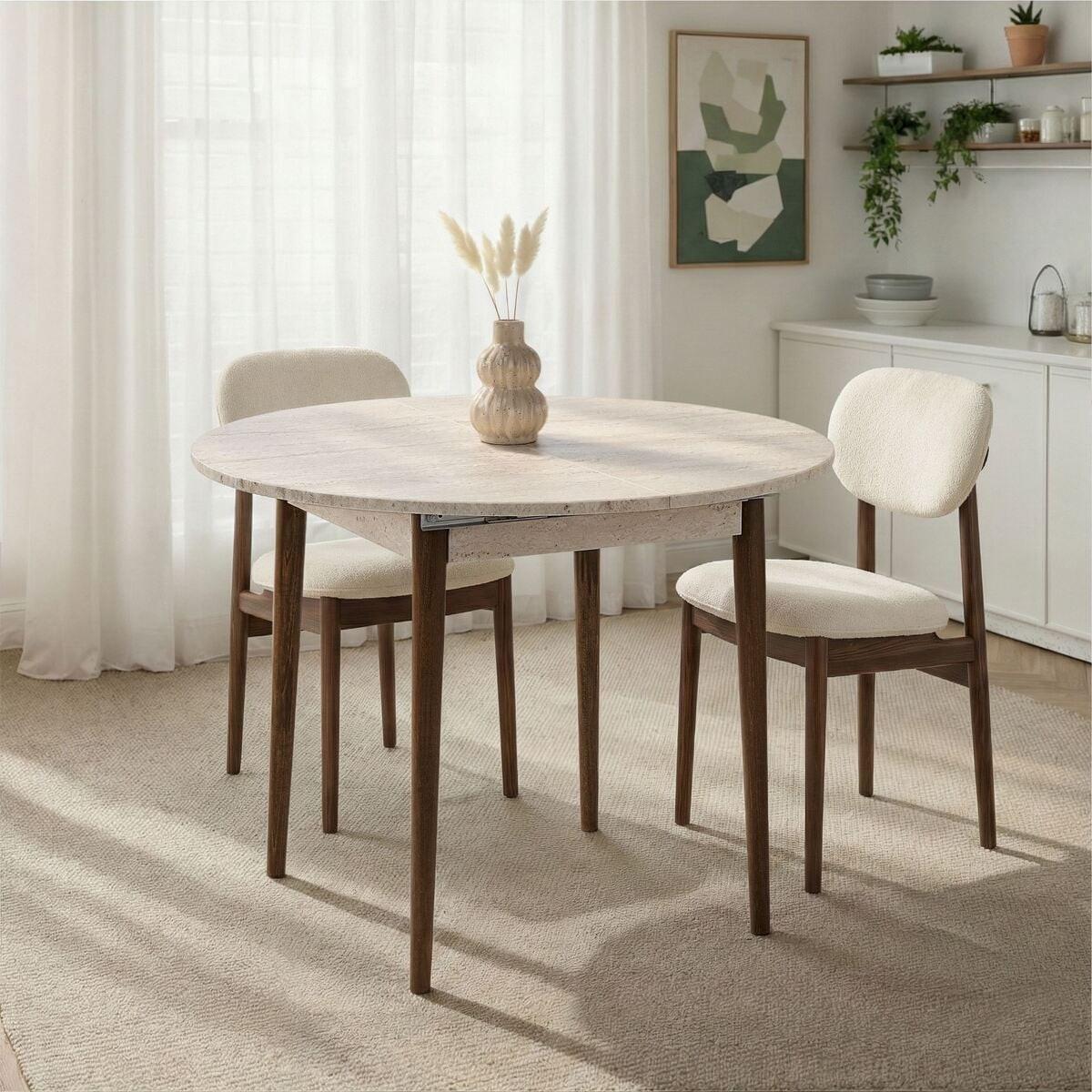 ESSTISCH ausziehbarer von 100 bis 131 cm mit runder Tischplatte 100/100/75 cm - Eichefarben, Holzwerkstoff (111/100/75cm) - Calicosy