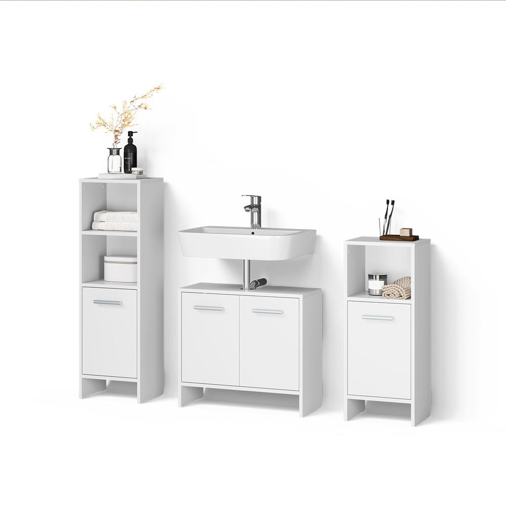 BADMÖBEL-SET Amalfi Weiß 3-teilig - Weiß, Holzwerkstoff (63.8/57/26.3cm) - Livinity®