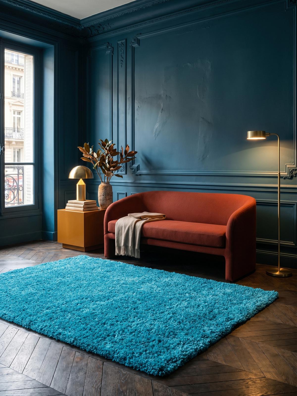 HOCHFLORTEPPICH RHEIN, einfarbig, aus Polypropylen, Türkis, 120 x 170 cm - Blau, Textil (170/120cm) - KADIMA DESIGN